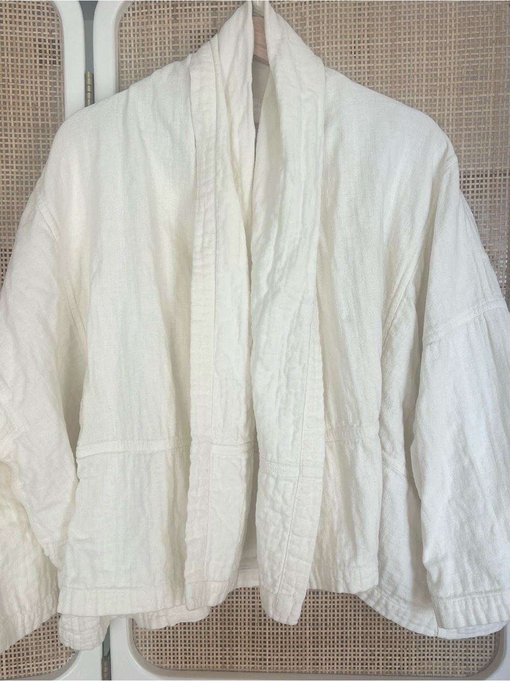 Atelier Delphine Ivory Cotton Gauze Kimono Jacket